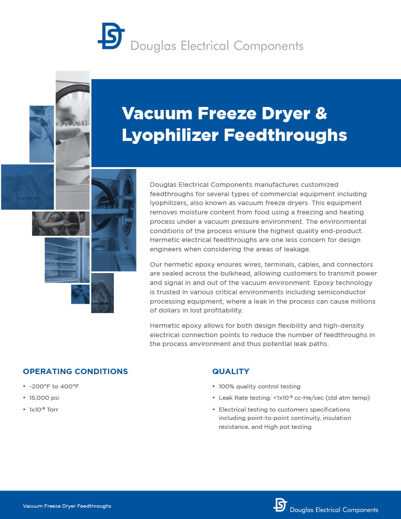 vacuum freeze dryer feedthru cover page