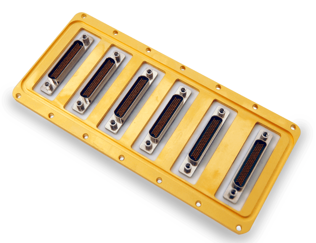 hermetic micro-D connectors in AlBeMet plate