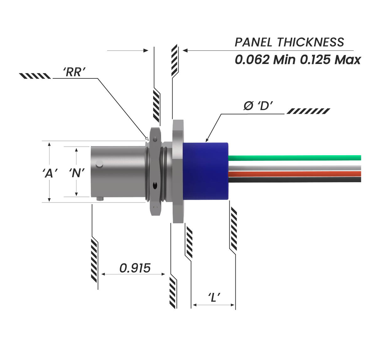 38999 Series I Jam Nut Connector