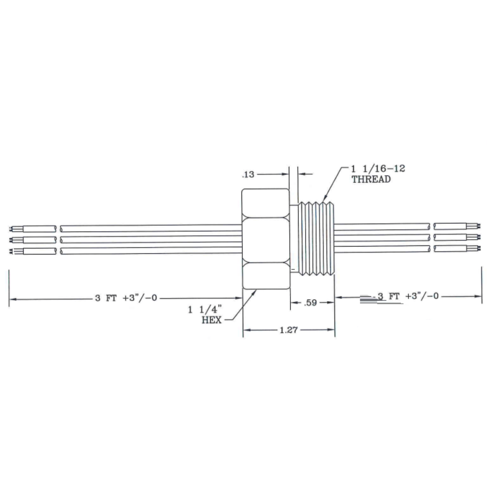 28184T-3-3 HERMETIC WIRE FEEDTHROUGH