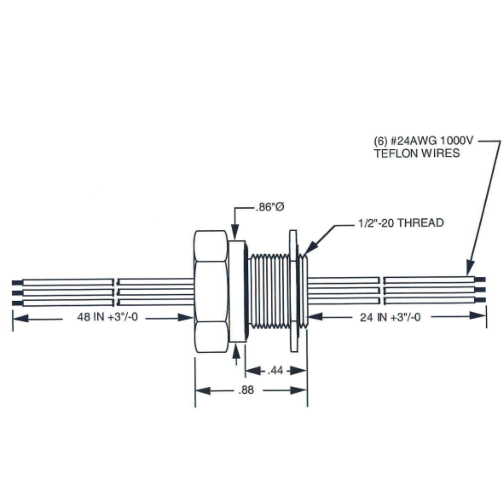 28186-4-2 HERMETIC WIRE FEEDTHROUGH